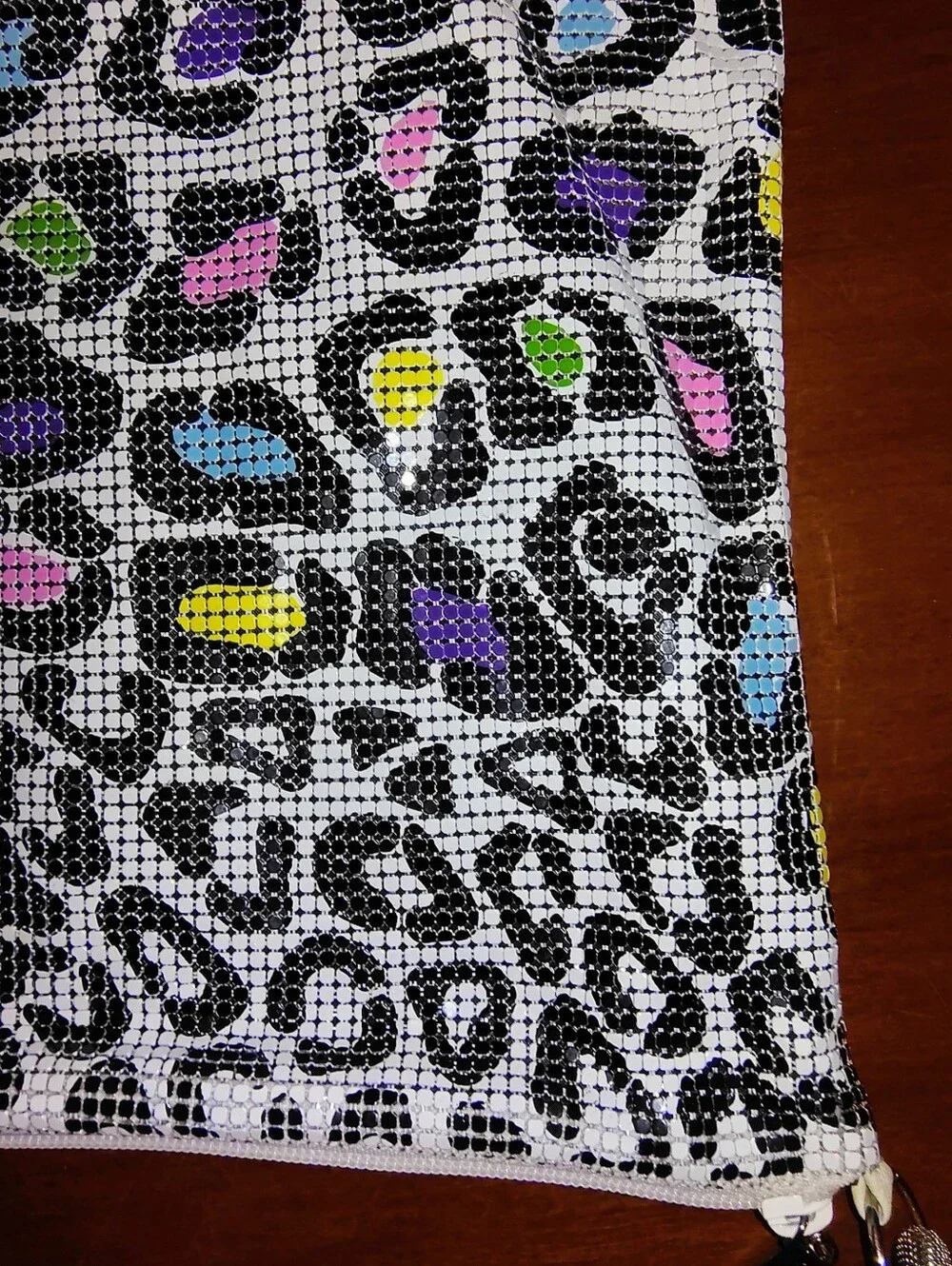 VTG Whiting & Davis Neon Rainbow Leopard Metal Mesh Bag – Rare Fringed Crossbody